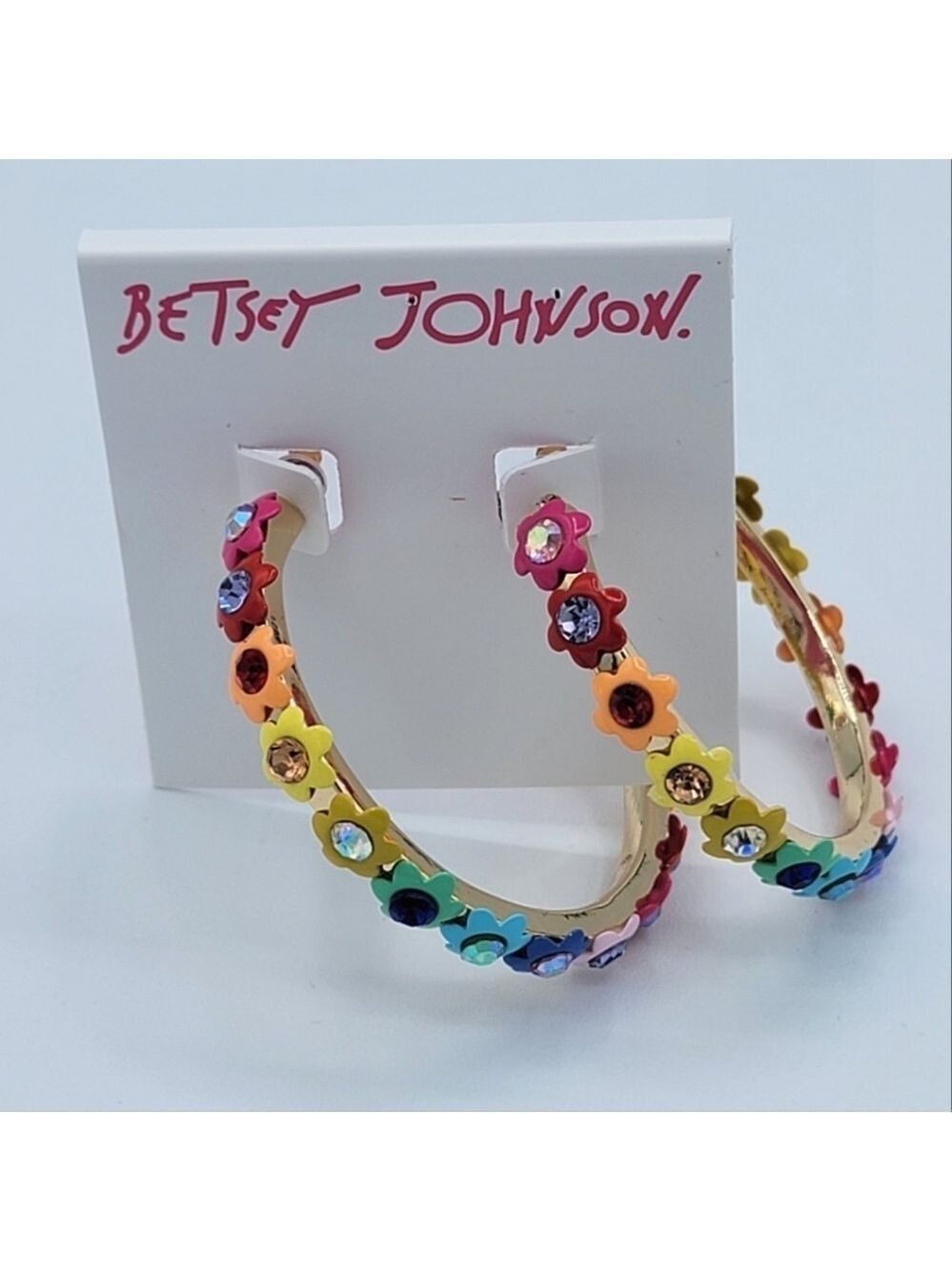 Betsey Johnson Earrings Multicolor Hoops NWT #2378
